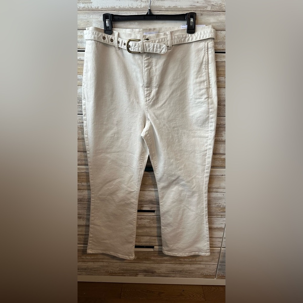 🤍 LOFT The Kick Crop High Rise Jeans NWT Cream Size 32